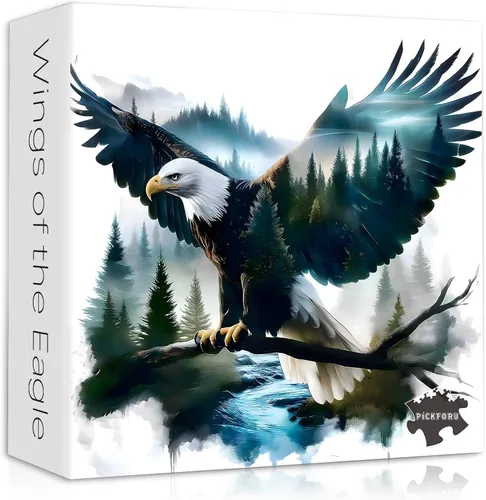 Rompecabezas de águila calva para adultos, 1000 piezas, paisaje de fantasía, animal, pájaro, naturaleza, bosque, planta, escénico, imposible,