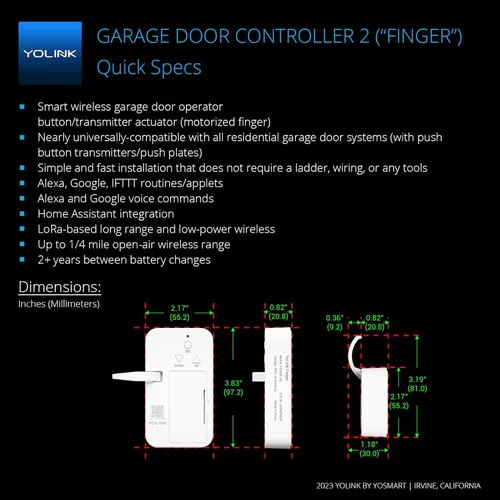Miniatura 2 de YoLink Abridor de puerta de garaje inalámbrico inteligente de mayor alcance del mundo de 1/4 de milla, control por aplicación, compatible con Alexa