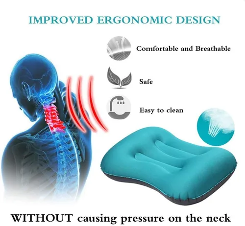 Miniatura 4 de Almohadas inflables ultraligeras para campamento: compresibles, compactas, inflables, cómodas, ergonómicas para soporte de cuello y lumbar mientras