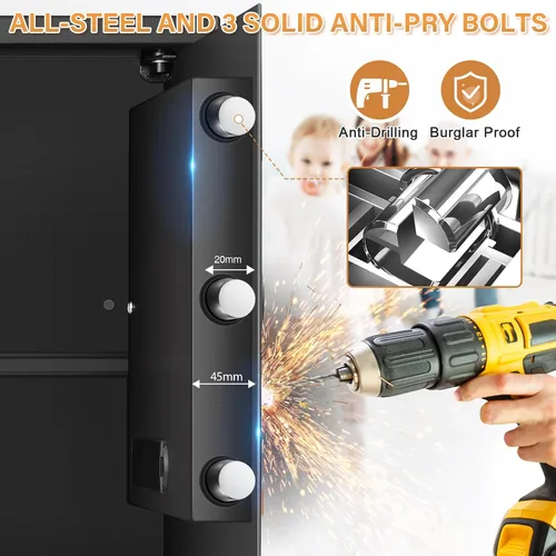 Miniatura 3 de [19.7 pulgadas de alto] Caja fuerte grande para el hogar, cajas fuertes antirrobo con sistema de alarma doble, teclado programable y llaves