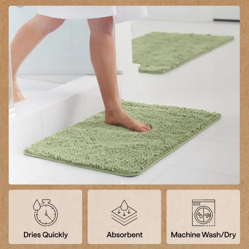 Miniatura 16 de Gorilla Grip - Tapete de baño de felpilla gruesa, suave y absorbente, secado rápido, de microfibra, con reverso de caucho, para piso de ducha, Nube