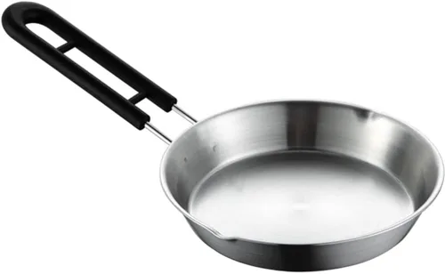 SHERCHPRY Mini sartén para huevos, sartén antiadherente para tortillas, sartén redonda de acero inoxidable, sartén de cocina con asa para inducción