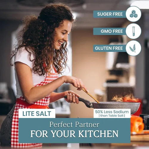Miniatura 5 de Pacific Pelican Sal yodada del Mar Muerto Lite - Grano fino Kosher sin refinar, natural yodada, sal baja en sodio para cocinar, condimentar