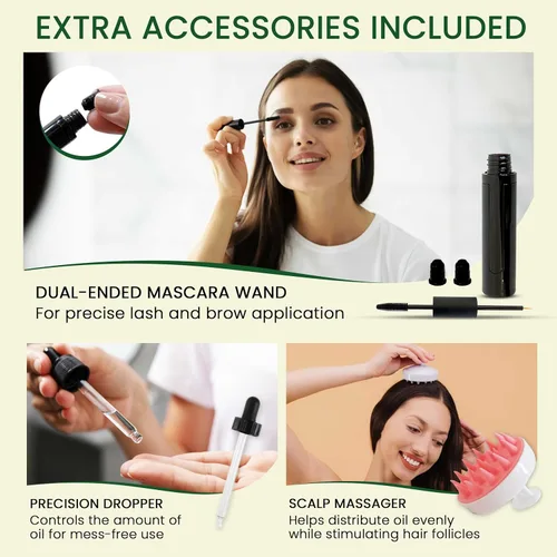 Miniatura 6 de Aceite de ricino puro (10 onzas), aceite de ricino 100% prensado en frío para el crecimiento del cabello, piel, cejas, pestañas de ojos, uñas