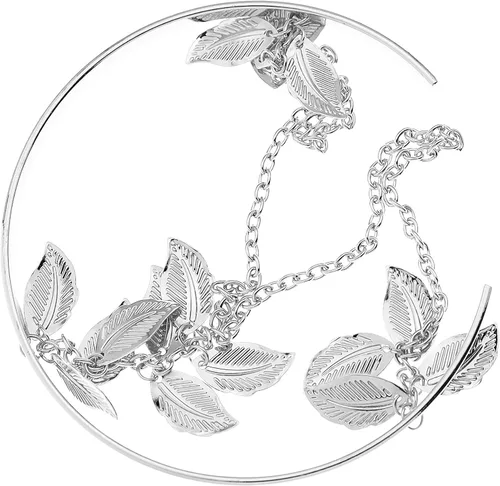 Miniatura 7 de RechicGu 2 piezas de cadena de plumas de hojas con borlas de pulsera, brazalete de brazo abierto, parte superior abierta, conjunto ajustable