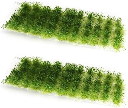 Warmtree 80 unidades de mechones verdes tupidos de tierras bajas, arbustos de césped estático, grupos de vegetación, ferrocarril, césped artificial,
