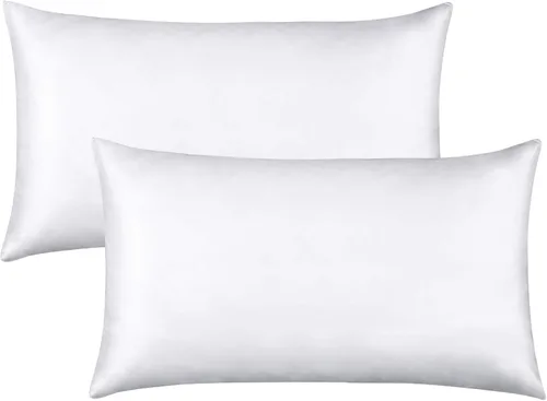 Miniatura 12 de FLXXIE Paquete de 2 fundas de almohada estándar de satén con cremallera para cabello y piel, sedosas y súper suaves (20 x 26 pulgadas), fundas