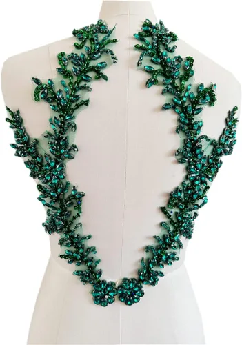 Miniatura 13 de Parches de encaje de piedras brillantes hechos a mano para coser a mano con cuentas y apliques para vestidos, accesorios DIY (AB claro)
