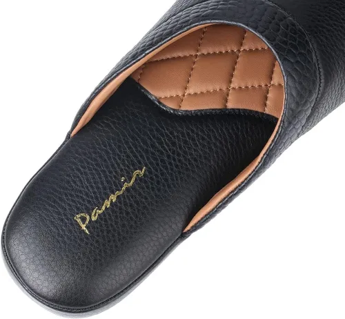 Miniatura 4 de PAMIR Pantuflas de cuero texturizado prémium para hombre con espuma viscoelástica