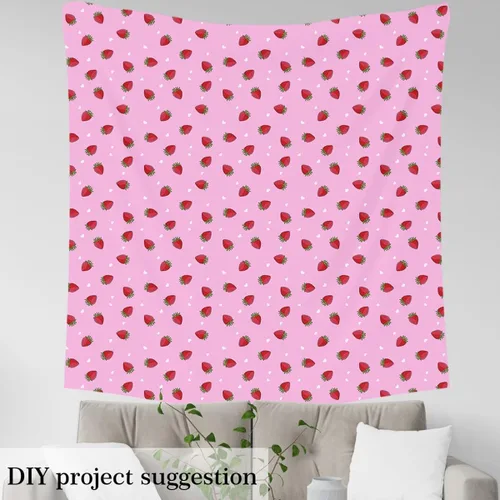 Miniatura 3 de The Yard - Tela Kawaii – Tapicería decorativa de fresa roja para mujeres, niñas y niños – Lindo arte impermeable para exteriores – 1 yarda, rosa