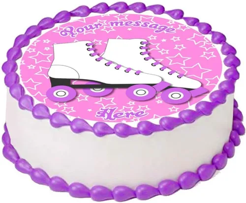 Patines blancos de 5 pulgadas redondo comestible decoración de fiesta de cumpleaños.