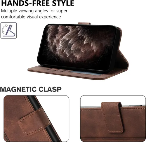 Miniatura 2 de Compatible with Motorola Moto E22/E22i, Leather Business Fashion Casual Phone Wallet Cover with Card Holder Slots Shockproof Kickstand Case-Coffee