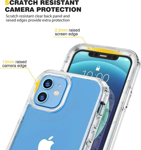 Miniatura 4 de Diaclara Diseñada para iPhone 12/12 Pro, cuerpo completo resistente con protector de pantalla integrado sensible al tacto, antiarañazos, funda