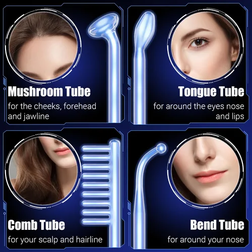 Miniatura 2 de Uaike - Varita facial de alta frecuencia, portátil, portátil, de mano, azul, de alta frecuencia, para el hogar, dispositivo de varita facial con 4