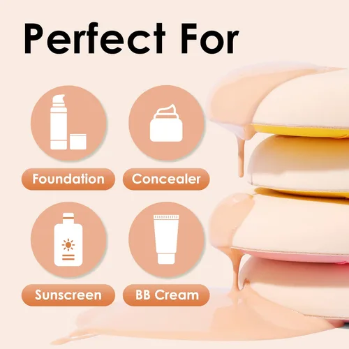 Miniatura 3 de COOL-ANGLE Juego de 5 esponjas marrones para maquillaje para base, corrector y polvo, esponja mezcladora libre de látex para maquillaje natural