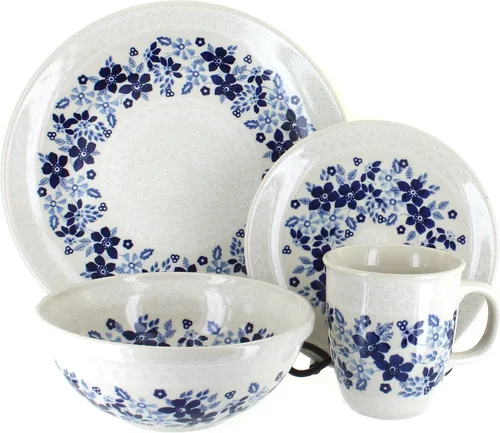 Miniatura 3 de Cerámica polaca Blue Rose – Juego de 4 piezas Blue Harmony – Servicio para 1-1 lugar – Ideal para cenas diarias, comidas informales o como vajilla
