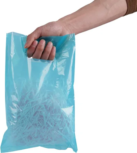 Miniatura 40 de ysmile Pequeña bolsa de compras de plástico negro con asa para pequeñas empresas Bolsa de plástico de mercancía troquelada bolsa de polietileno 100