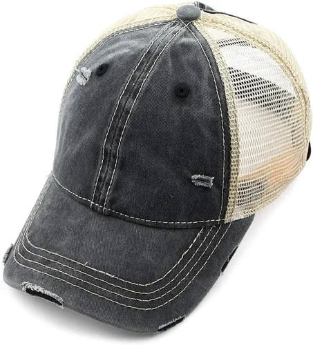 Miniatura 2 de Funky Junque - Gorro de béisbol para mujer, gorro de papá, gorro con cola de caballo, gorro con pelo despeinado, gorro pony.