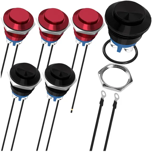 Miniatura 8 de 6Pcs Interruptor de botón de cierre led de 12mm con carcasa negra y pre-cableado, interruptor de botón a prueba de agua IP65, 1NO 1 normalmente