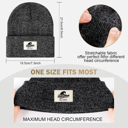 Miniatura 2 de 3 Packs Winter Beanie Hats for Men Women, Unisex Soft Warm Thick Beanies, Cuffed Knit Skull Cap