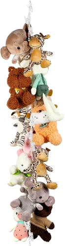 Miniatura 7 de Blulu Cadena de almacenamiento de animales de peluche de 80 pulgadas para almacenamiento de animales de peluche con 20 clips, organizador colgante