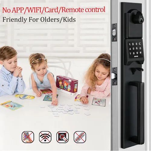 Miniatura 8 de NEWBANG Cerradura electrónica inteligente para puerta con teclado para una sola puerta, manija electrónica sin llave para puerta delantera con Negro