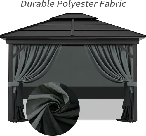 Miniatura 4 de Cortinas de privacidad con cremallera, 4 paneles de pared lateral, reemplazo universal para patio, toldo al aire libre, jardín y patio trasero