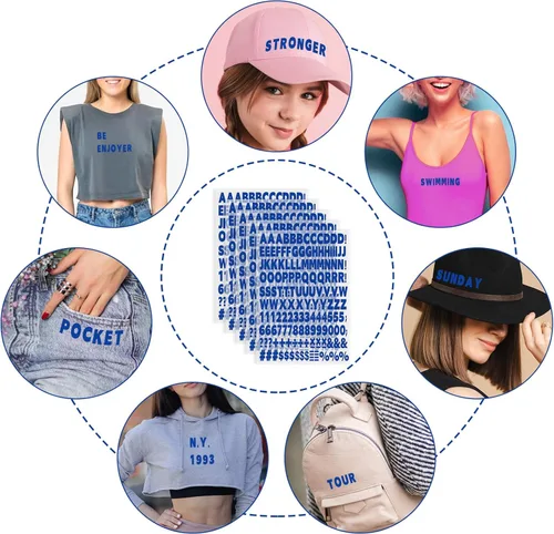 Miniatura 7 de 5 hojas, 830 piezas letras y números para planchar para ropa, letras de vinilo para planchar de 1 pulgada con letras de transferencia de calor