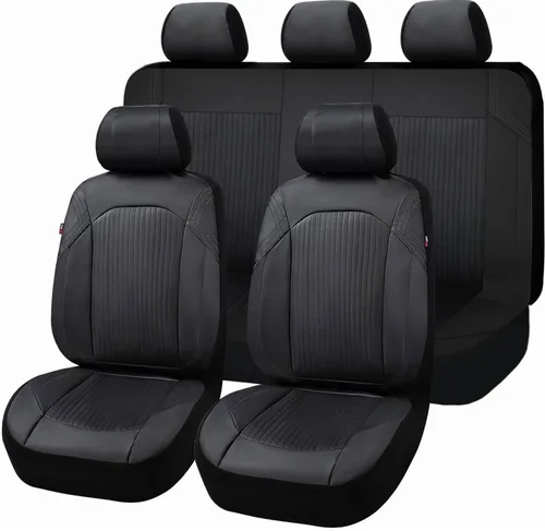 Miniatura 9 de Flying Banner - Juego completo de fundas para asiento de automóvil de cuero sintético, para asientos delanteros y traseros, estilo de moda, fácil