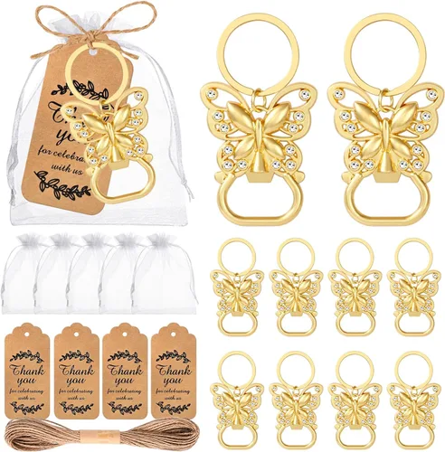 Miniatura 8 de 50 unidades de abrebotellas para baby shower, regalos de fiesta para invitados, bonitos abrebotellas decoraciones con bolsas de organza, regalos