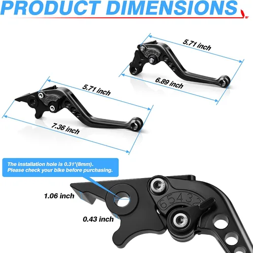 Miniatura 6 de MICTUNING Palancas de embrague de freno corto CNC para motocicleta, 6 engranajes ajustables compatibles con Kawasaki Ninja Honda CBR Ducati Yamaha