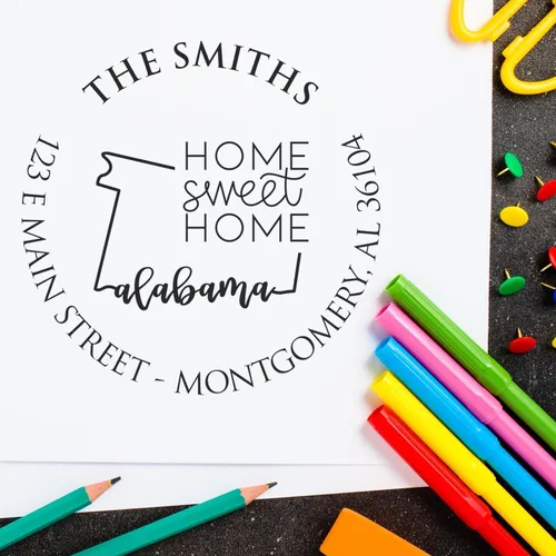 Miniatura 76 de Sello en relieve de dirección personalizado para nuevos propietarios de viviendas, sello redondo de 1-5/8 para dirección de casa, estampado
