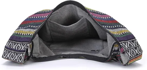 Miniatura 183 de Bolsa de hombro para mujer, de lona en estilo hippie/bohemio para llevar cruzada al hombro, disponible en diferentes colores y estampados