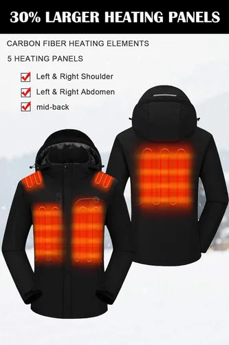 Miniatura 2 de Venustas Chaqueta térmica para hombre con batería de 7.4 V, resistente al viento con capucha desmontable