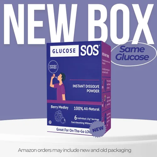Miniatura 3 de Bolsas de polvo de glucosa Glucose SOS con dextrosa natural, absorción rápida que se disuelve instantáneamente en la boca sin necesidad de agua