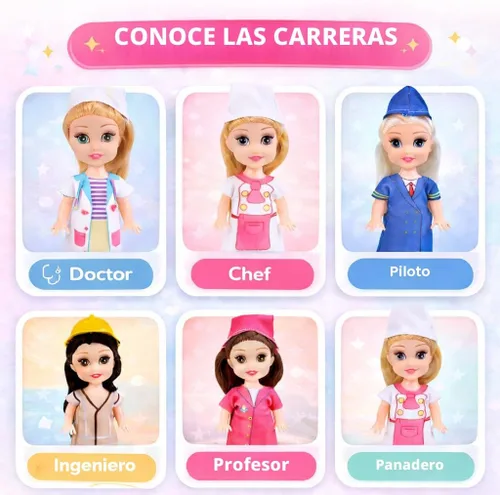 Miniatura 2 de Liberty Imports Little Career - Muñecas pequeñas con vestidos, mini muñecas pequeñas imaginativas con trajes para chef, médico, piloto, ingeniero