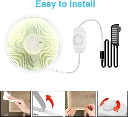 Miniatura 7 de DAYBETTER Tira LED COB, 16.4 pies de tira de luces LED blancas, tira de luz LED regulable 4000K blanco neutro brillante, 24V, 1600LEDs, 2835 cinta