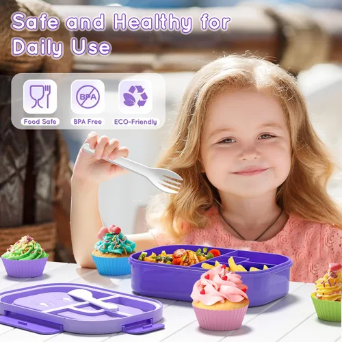 Miniatura 3 de Lonchera Bento para niños y adultos, estilo bento, 44.0 fl oz, tamaño de porción ideal a prueba de fugas, para adolescentes y niños, sin BPA