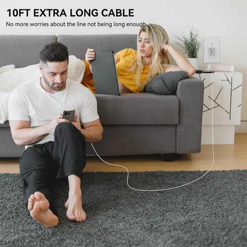 Miniatura 7 de Cable de carga rápida USB C a USB C de 10 pies de largo, cable de carga rápida tipo C para iPhone 17/17 Pro/17 Pro Max/16/16 Pro/16 Pro Max/15/15