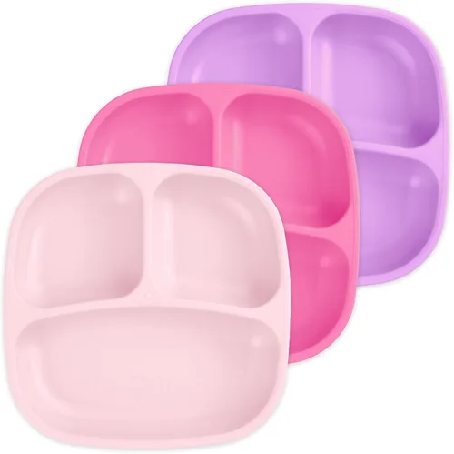Miniatura 61 de Re-Play Platos para niños pequeños con divisores, 3 compartimentos de pared profunda, platos divididos para niños con 3 tapas, aptos