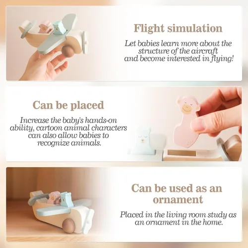 Miniatura 3 de ibwaae Juguetes de Avión de Madera, Conjunto de Juego de Vehículos de Transporte Aéreo, Juegos de Tirar de Madera, Regalo de Aprendizaje Juguete