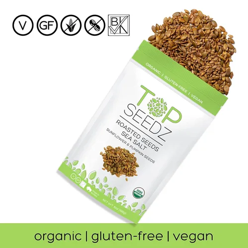Miniatura 4 de Top Seedz Semillas tostadas con sal marina veganas certificadas sin gluten Paquete de 6 6 onzas Hecho de semillas de girasol y calabaza sin