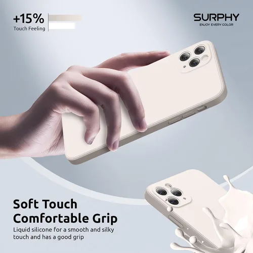 Miniatura 5 de SURPHY Funda de diseño para iPhone 11 Pro Max con protección para cámara, diseño de borde recto, silicona líquida delgada, piedra