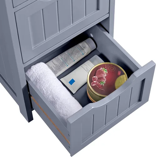 Miniatura 7 de Topeakmart Armario de madera con 4 cajones, armario de pasillo organizador de almacenamiento independiente para baño/cocina/sala de estar, gris