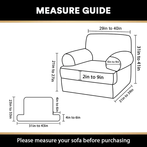 Miniatura 2 de PrinceDeco Fundas elásticas para sillón de 2 piezas, fundas de sofá para sillas con cojines en forma de T, fundas suaves para muebles con 1 funda