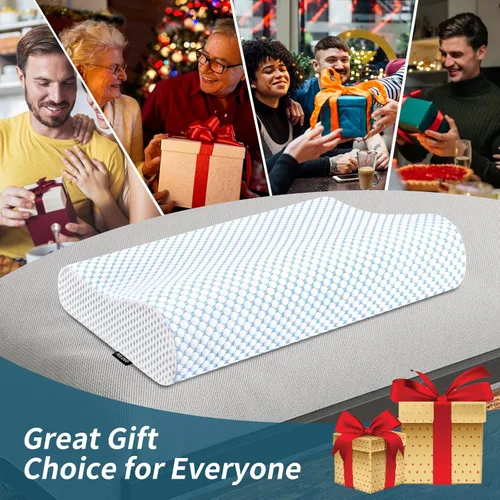 Miniatura 7 de Almohada de espuma viscoelástica para cama para dormir, almohada ortopédica cervical de contorno de cuello ergonómica para personas que duermen