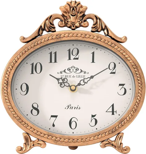 Abdurey Reloj de Mesa Vintage con Soporte, Reloj Decorativo para Escritorio y Estante, Relojes de Sobremesa de Estilo Rústico Francés, Marco de