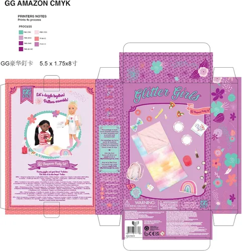 Miniatura 8 de Glitter Girls Accesorios para muñecas de 14 pulgadas - Juego de mochila y fiesta de pijamas - Tie - Saco de dormir teñido, almohada arcoíris