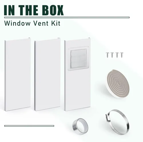 Miniatura 9 de Flehomo Kit de ventana de ventilación de secadora, incluye cubierta de ventilación de secadora con solapas móviles, kit de ventilación de secadora