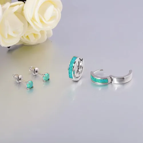 Miniatura 258 de CiNily Aretes Huggie de ópalo con bisagras, chapados en oro, hipoalergénicos, pequeños aretes de aro para mujeres, adolescentes, niñas, hombres